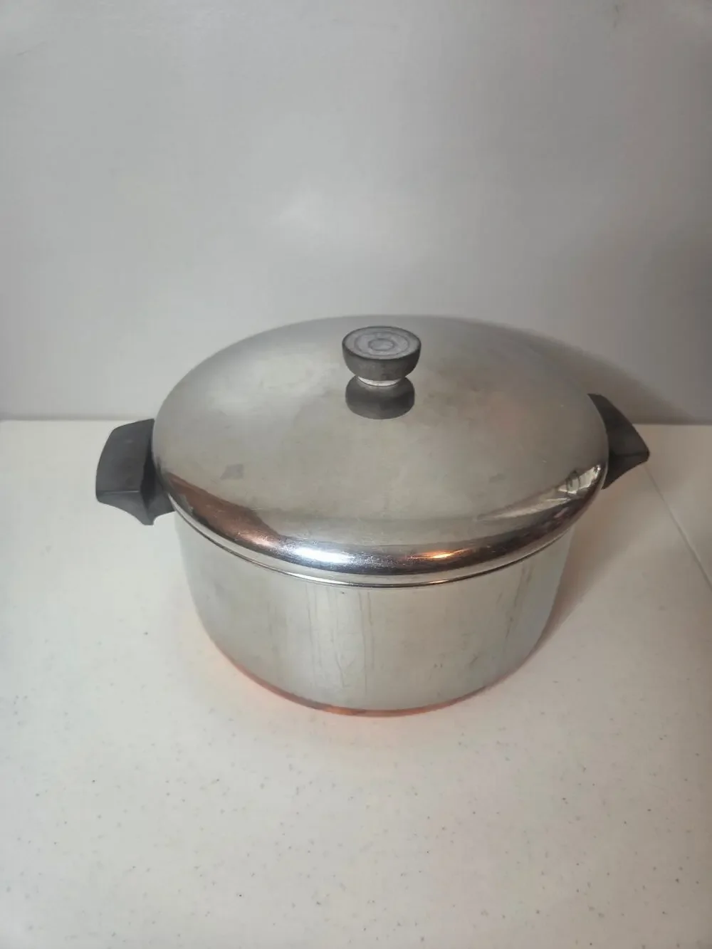 Revere Ware USA 1801 Copper Bottom Stainless 6 Qt Stock Pot with Lid Vintage